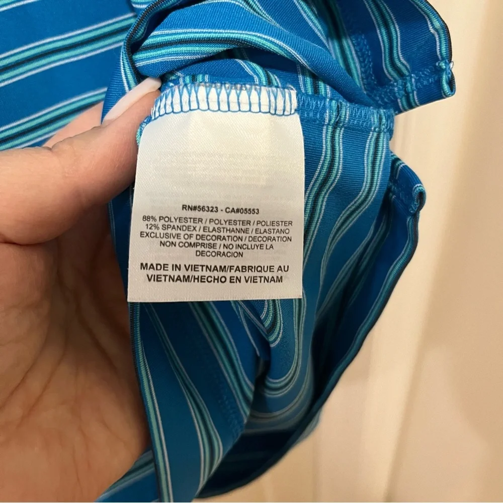 Nike Golf Dri-Fit Golf/Polo Shirt Teal Blue Striped Size L Comfortable Easy Care - Picture 4 of 6